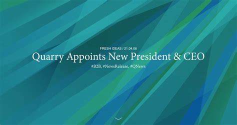 tony mohr|Quarry Appoints New President & CEO.